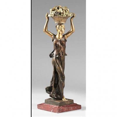25% Discount  -   De Kerveguen - Statuette Gilt Bronze And Patinated Bronze - XIXth