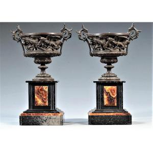 25% Discount -pair Of 19th Neo-renaissance Cups -  Wannegem-lede Castle