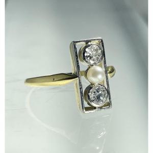 Openwork Ring, Diamonds And Pearls