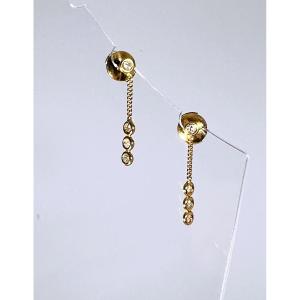 Pair Of Gold And Diamond Drop Earrings