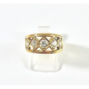 Openwork Gold And Diamond Band Ring