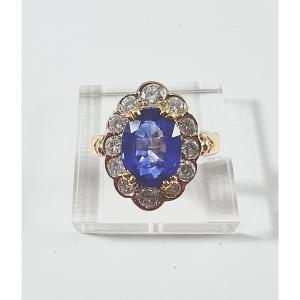 Sapphire Ring With Diamond Surround