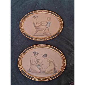 Two Antique Lithographs, Empire Style