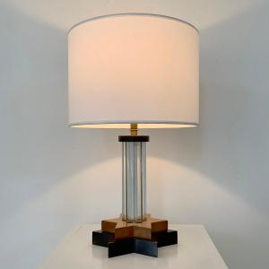 Art Deco Lamp In Wood And Glass, Circa 1930, France.