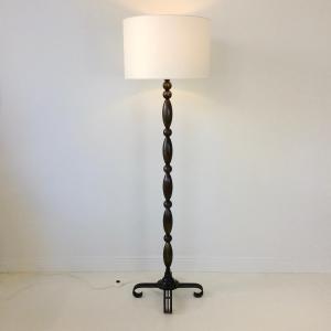 Art Deco Floor Lamp With Bronze Patina, Circa 1940, France.