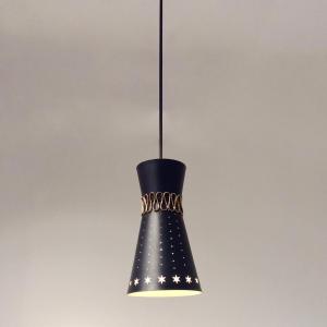 Diabolo Pendant Light In Perforated Black Metal, Circa 1950, France