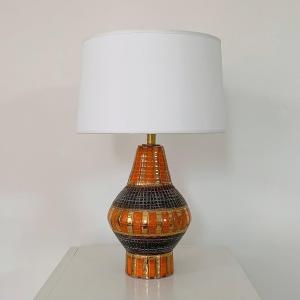 Bitossi Gold And Orange Ceramic Lamp, Circa 1970, Italy.