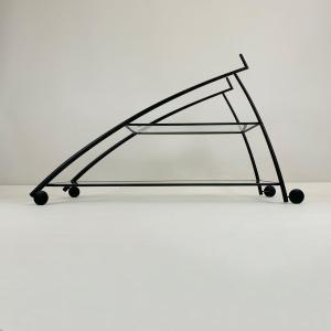 Gilles Derain, Black Metal And Glass Trolley For Lumen Circa 1980, France.