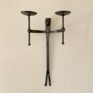 Wrought Iron Wall Candlestick, Circa 1950, France.