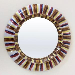 Round Ceramic Mirror, Circa 1960, France