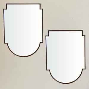 Pair Of Mid-century Decorative Italian Wooden Mirrors, Circa 1950.