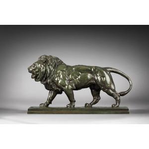 Walking Lion By Antoine-louis Barye
