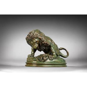  Lion With Serpent No. 3 (sketch) Antoine-louis Barye Paris (1795 - 1875)
