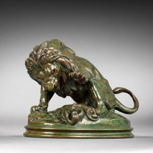  Lion With Serpent No. 3 (sketch) Antoine-louis Barye Paris (1795 - 1875)