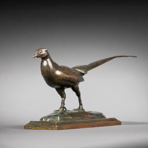  Pheasant (head Turned To The Right, With Geometric Base) Antoine-louis Barye Paris (1795 - 1875)