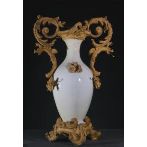 Large Earthenware Vase With Stucco Decoration, Italy, Late 18th Century