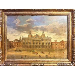 View Of The Palazzo Madama In Turin, Signed Robert Daudet (1737-1824), Oil On Wood