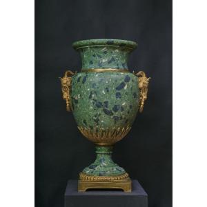 Important Scagliola Vase With Gilt Bronzes, Rome, Mid-19th Century