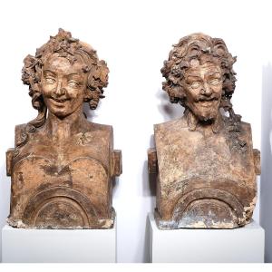 Dionysus And Ariadne, Terracotta Busts, Italy 1800