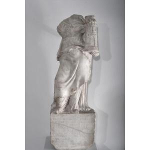 Statue Of St. Barbara In White Marble, Italy, Dated 1539