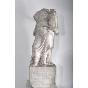 Statue Of St. Barbara In White Marble, Italy, Dated 1539