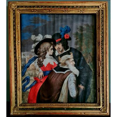 Neoclassical Guache , Allegory Of The Matchmaker, France Circa 1790