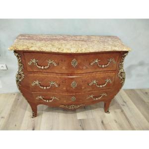 Curved Louis XV Chest Of Drawers In Rosewood