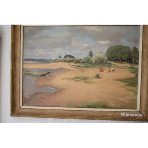 Painting By Gaston Vaudou "banks Of The Loire"