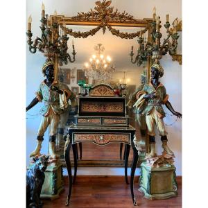 Bonheur Du Jour In Boulle Marquetry, From The Napoleon III Period