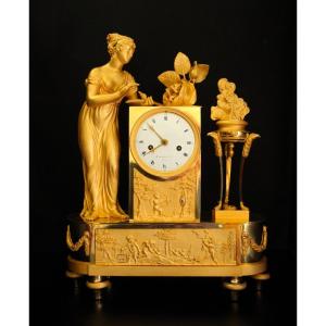Empire Gilt Bronze Clock "the Birth Of Love" France 1810
