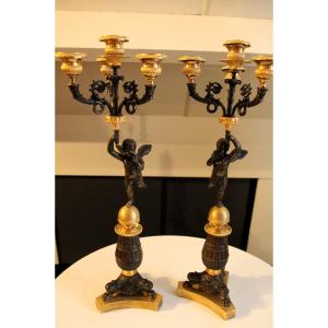 Set Of Candlesticks Material: Bronze France, 1820