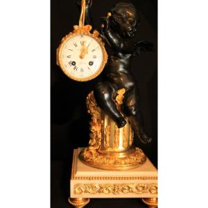 Gilt And Patinated Mantel Clock, Napoleon III Period, 1860