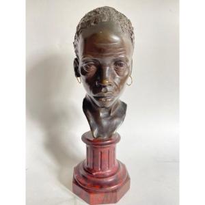 African Head In Bonze, Early 20th Century