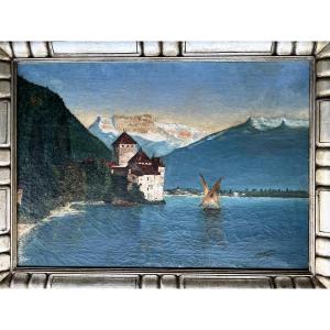 Albert Bartholomé 1848-1928 "chillon Castle And Lake Geneva" Hst Signed And Dated 1912