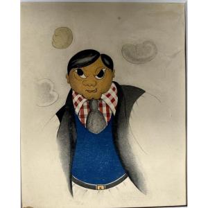 Moise Kisling 1891-1953 Self-portrait Watercolor And Indian Ink