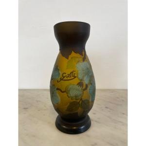Vase With Flower Decoration Signed Gallé Tip