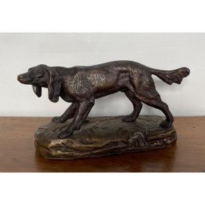 Bronze Spaniel With Brown Patina