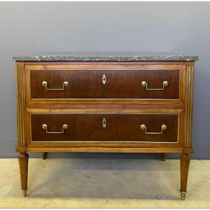 Louis XVI Mahogany And Cherry Wood Sauteuse Chest Of Drawers