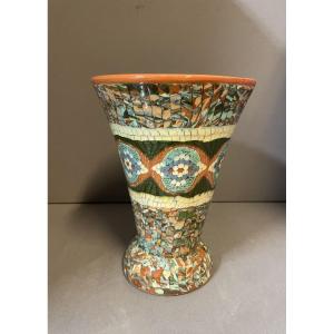 Enamelled Ceramic Vase Signed Jean Gerbino