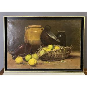 Still Life With Copper And Quinces By Claude Francois Blanc