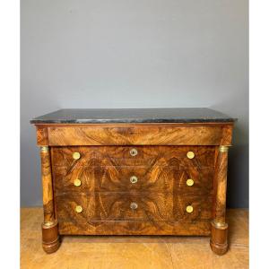 Empire Walnut Chest Of Drawers With Detached Columns