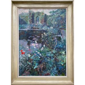 De Sloovere Georges, Bruges 1873 - 1970, Ruins In The Garden Of Flowers, Oil On Canvas