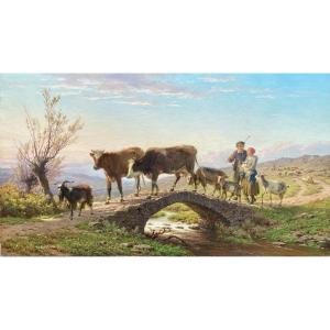 André Plumot, Antwerp 1829 - 1906, Belgian Painter, Oil On Canvas, Signed And Dated 1877