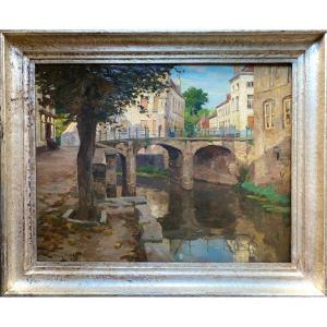 Victor Gilsoul, Brussels 1867 - 1943, Belgian Painter, A View Of Diksmuide, Dated 1900