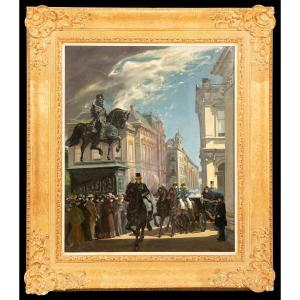 Arend A. Marcelis (1872 - 1945) - Queen Emma And Princess Wilhelmina Depart By Carriage