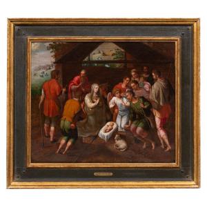 Gillis Mostaert ( Hulst 1534 – 1598 Antwerp ) Flemish Renaissance - Adoration Of The Shepherds