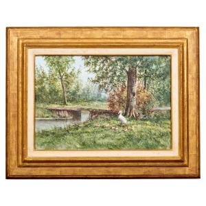 Artz Constant David Ludovic ( Paris 1870 – 1951 Soest ) - Family Of Ducks Along A Brook