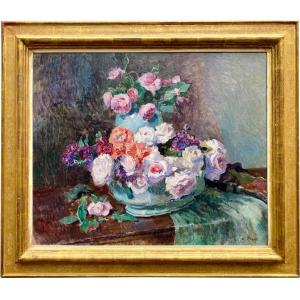 Albert Pinot ( Brussels 1875 – 1962 Paris ) - Still Life With Flowers In A Vase