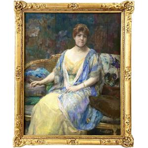 Herman Richir (1866 – Brussels – 1942) - ' Lady On The Sofa'
