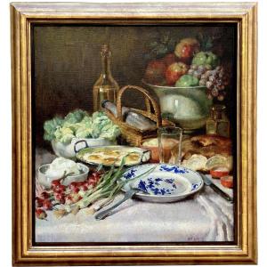 Antoine Daens (1871 – Brussels – 1946) - 'mediterranean Breakfast'